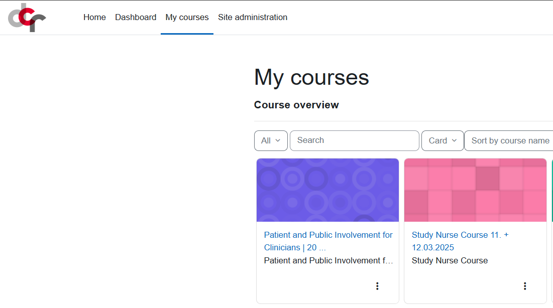 All courses | DCR Bern, Education